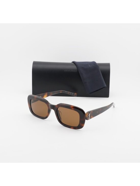 Saint Laurent SLM130/F 004 Sunglasses Havana Rectangle Frame, Brown Lenses main image 9